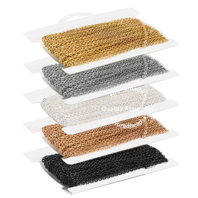 

10 Meters Gold Stainless Steel Flat Cable Chain 1.5mm 2mm Rolo Link Chains Bulk DIY Jewelry Making