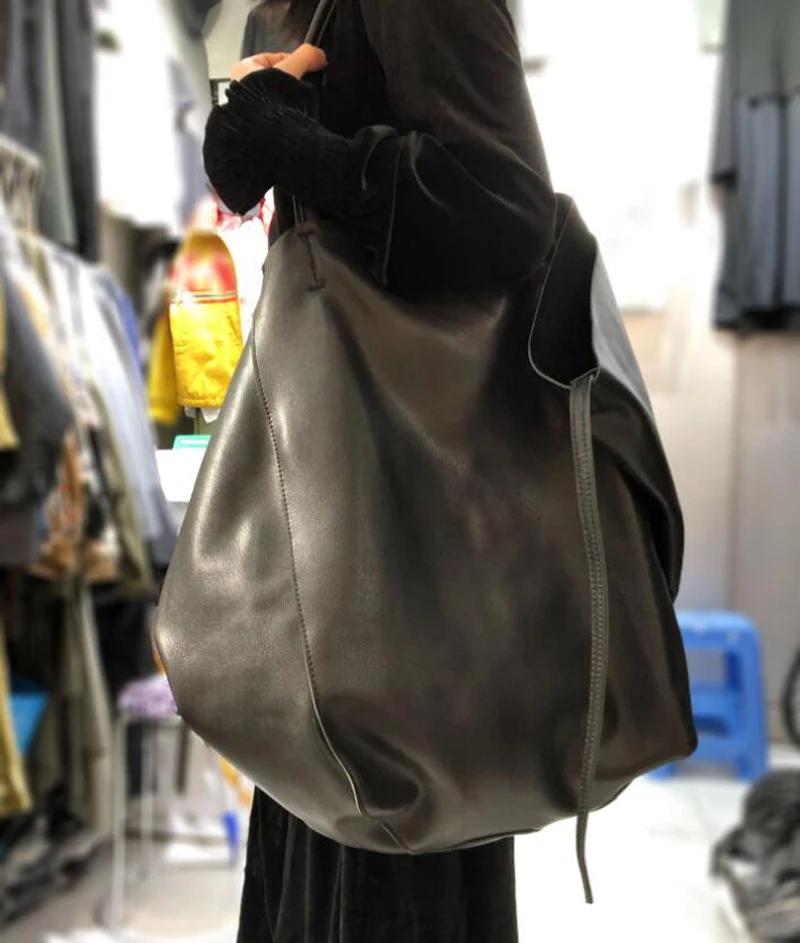Genuine Leather Bag Lady High Capacity Tote 100% Natural Cow Skin Casual Simple Design Shoulder Packs Cool Mother BAG for Women