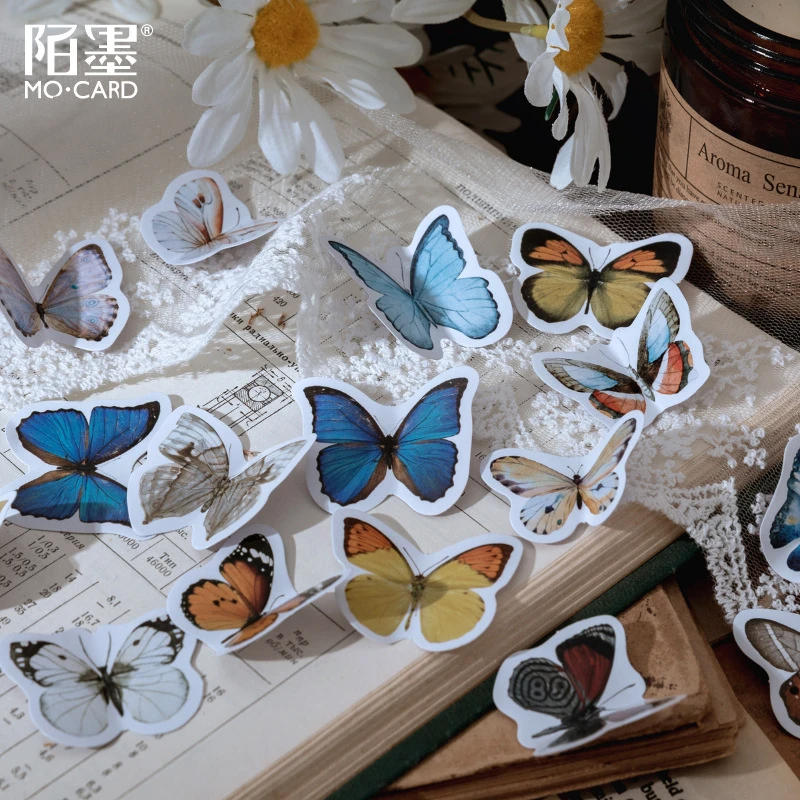 46pcs/box Butterfly Story Mini Paper Sticker Decoration Diary Scrapbooking Label Sticker Stationery
