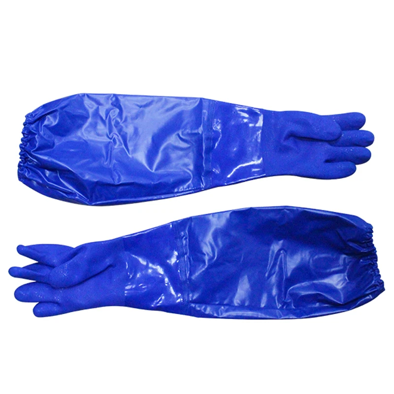 Gants de travail imperméables en PVC, manchette longue, base anti-acide, vêtements de sécurité pour la pêche domestique, degré chimique, huile