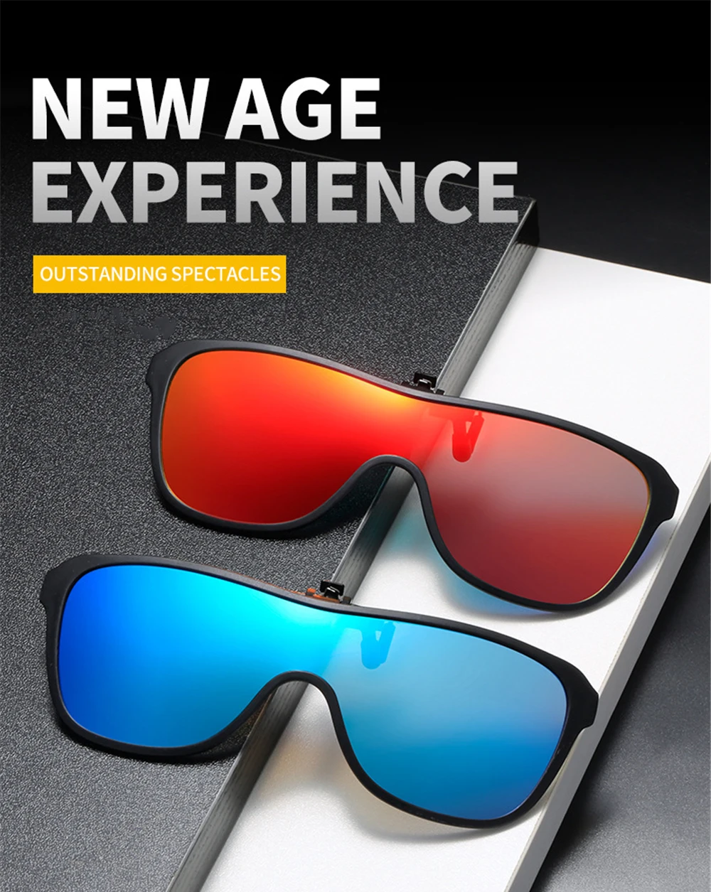 VIVIBEE 2026 Cool Flip Up Clip On Sunglasses Polarized TR90 Photochromic Driving Square Oversized UV400 Fishing Sun Glasses
