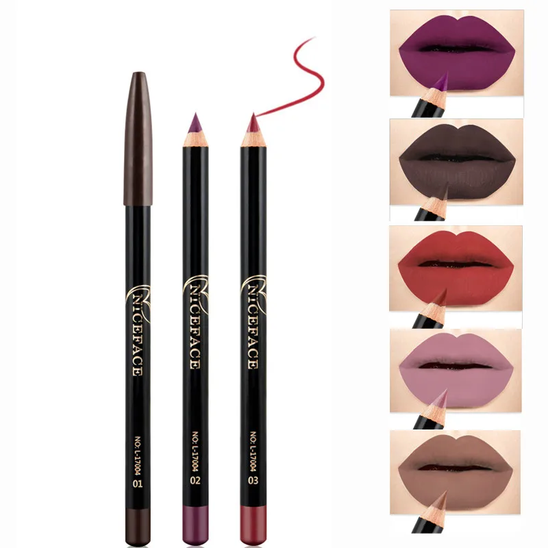 Lip Makeup Pencils 1pcs Long Lasting Cheap Pigments Red Brown Purple Waterproof Matte Lip Liner Makeup Kits