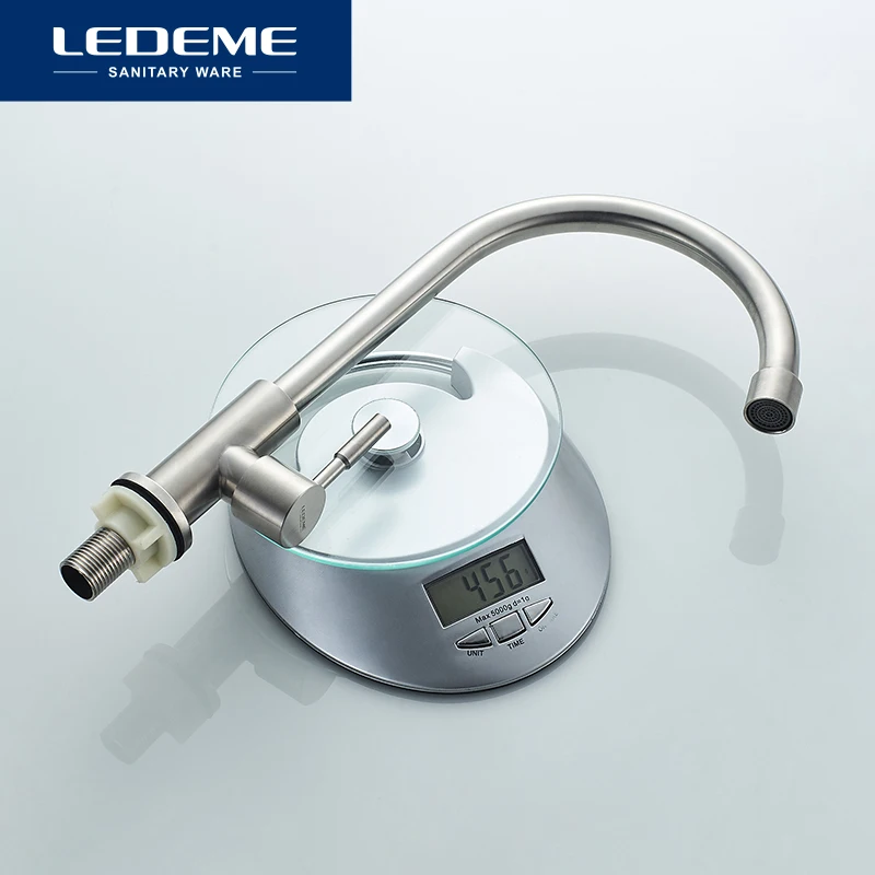 LEDEME Kitchen Faucet 360 Rotate Mixer Faucet for Kitchen Design Single Cold Deck Mounted Crane Sinks Faucets L74195