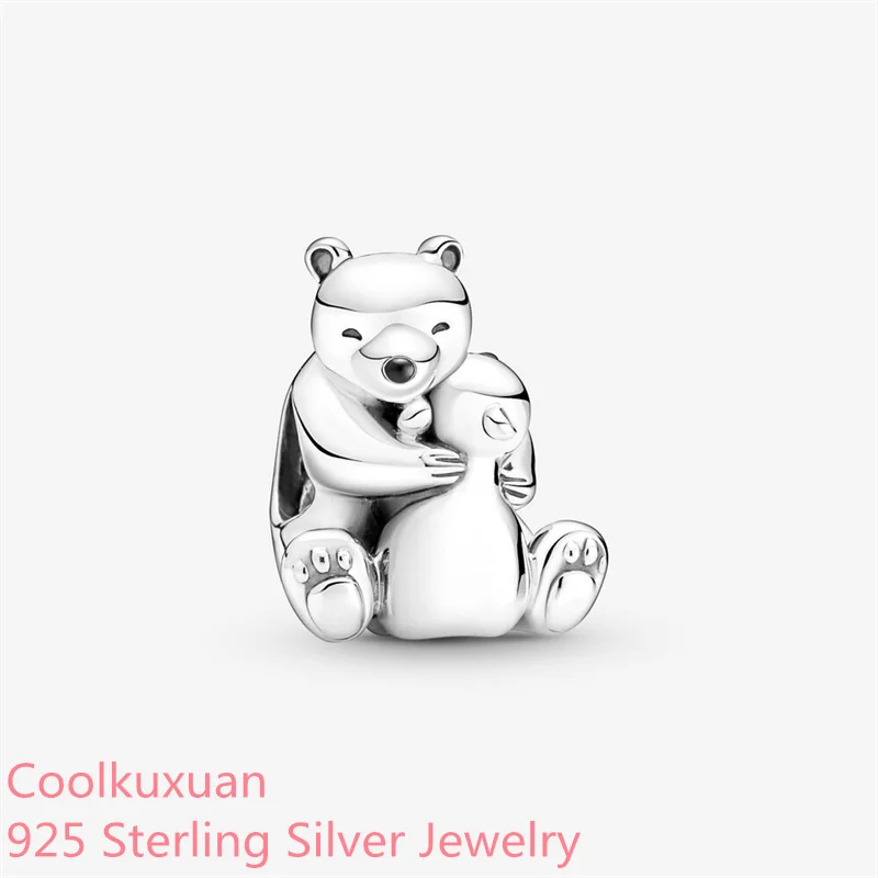 

Original 925 Sterling Silver Hugging Polar Bears Charm beads Fits Pandora bracelets Jewelry Making Winter