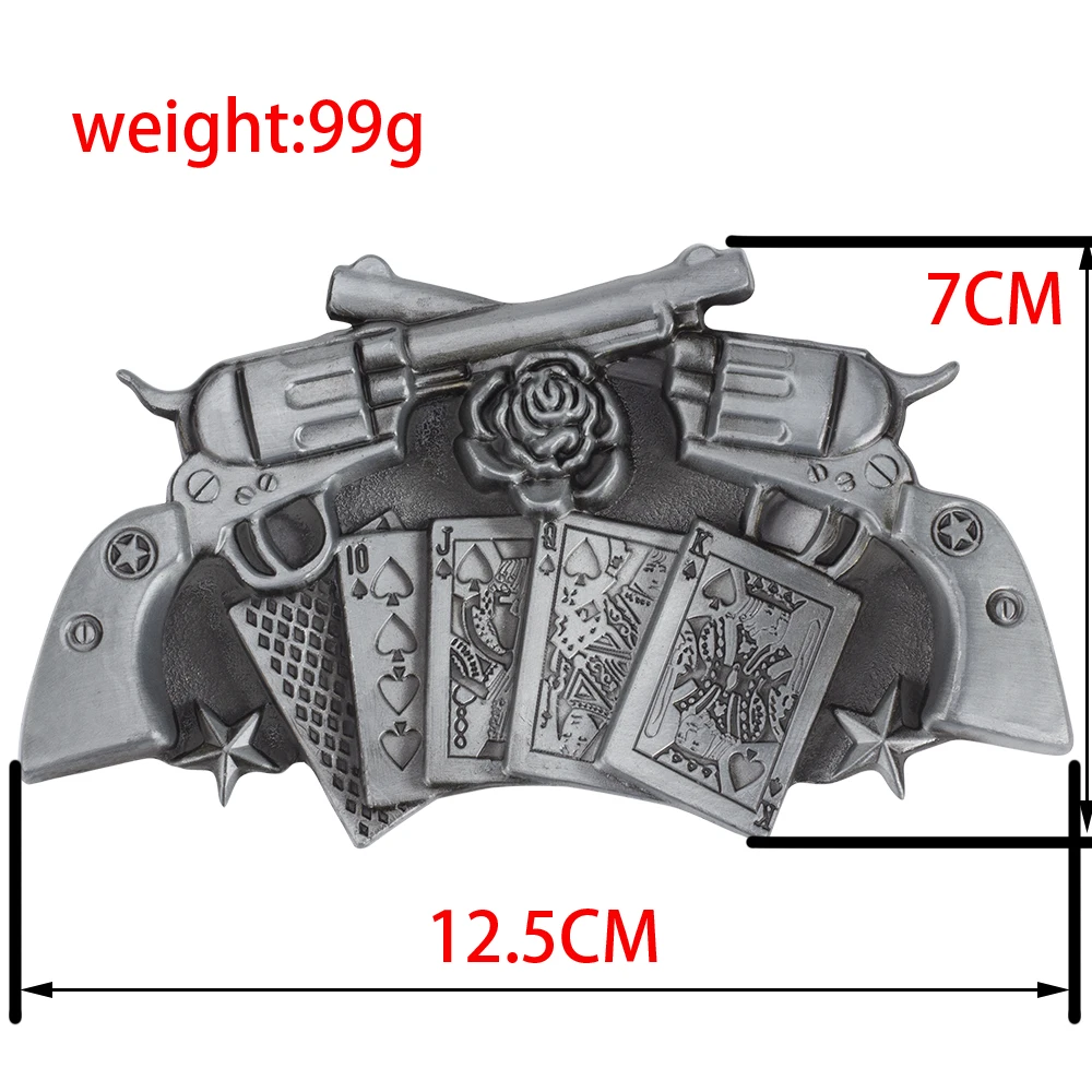 Poker And Two Gun Pattern Alloy Belt Buckle for Men