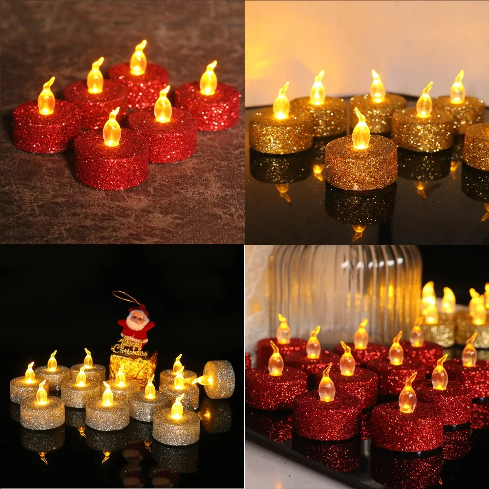 

12 pcs Flameless Electric Candle Lights Festival Decoration LED Tealight Halloween Christmas Home Wedding Party Atmosphere Decor