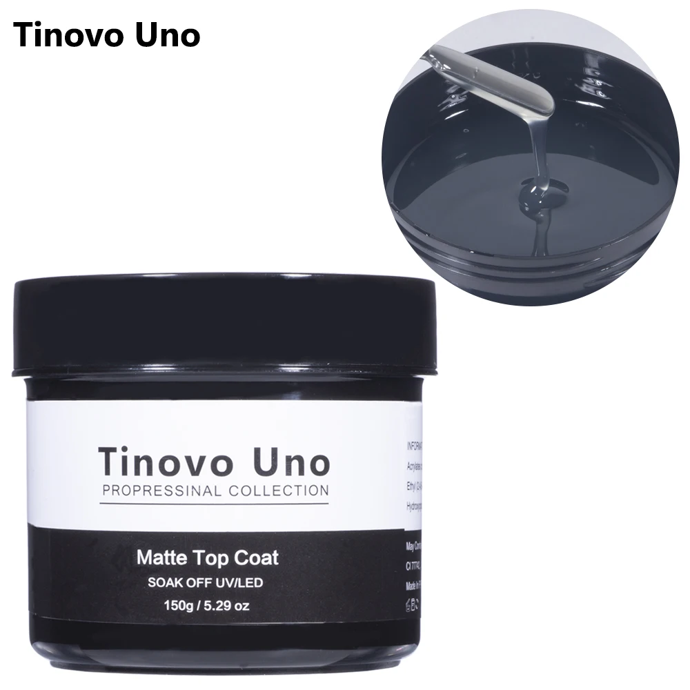 

Tinovo Uno 150g Matte Top Coat UV Gel Nail Polish No Wipe Matt Manicure Hybrid Varnish Mate Finish Gellac Factory Supply Lacquer