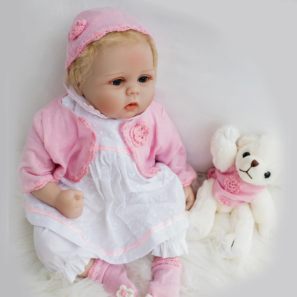 Bebe 55 Cm Soft Silicone Realistic Reborn Baby Doll Girl Cotton Body Simulation Real Face Toddler Anatomy Correct Holiday Gift