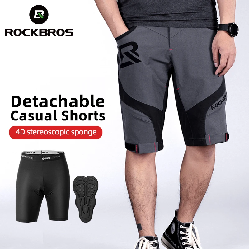 ROCKBROS Cycling Men\'s Shorts MTB Road Bike Shorts Summer Outdoor Sports Biker Shorts Climbing Breathable Quick Dry Double Layer