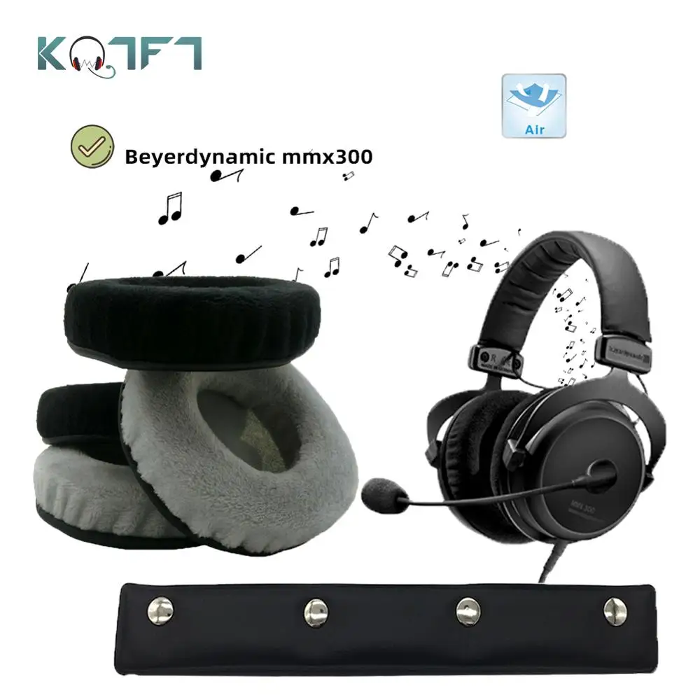 

KQTFT Velvet Replacement EarPads Headband for Beyerdynamic mmx300 mmx-300 Headset Universal Bumper Earmuff Cover Cushion