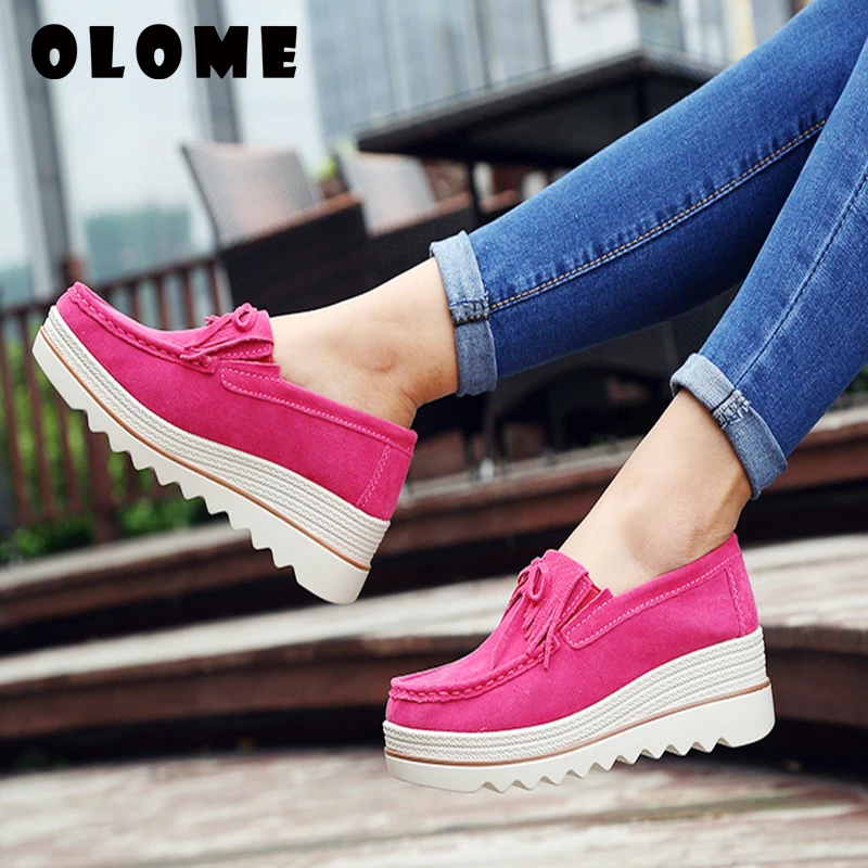 Spring Women Flats Shoes Platform Sneakers Slip On Flats Leather Suede Ladies Loafers Casual Summer Autumn