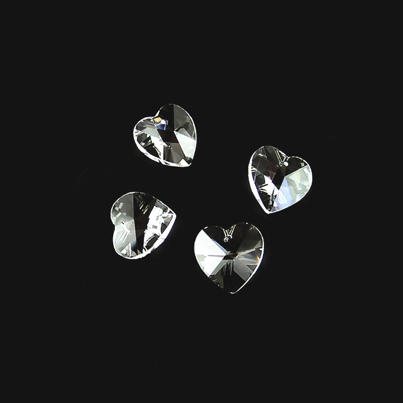 

14mm Clear 100pcs-2000pcs Crystal Heart Shape 1 Hole Glass DIY Loose Beads Chandelier Prism Suncatchers