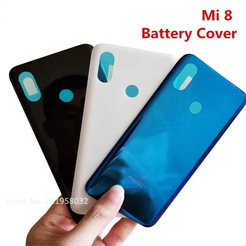 100% NEW For Xiaomi Mi 8 Battery Cover Replace Door For Xiaomi Mi8 Back Glass Housing Case with LOGO Mi 8 Back Glass Cover