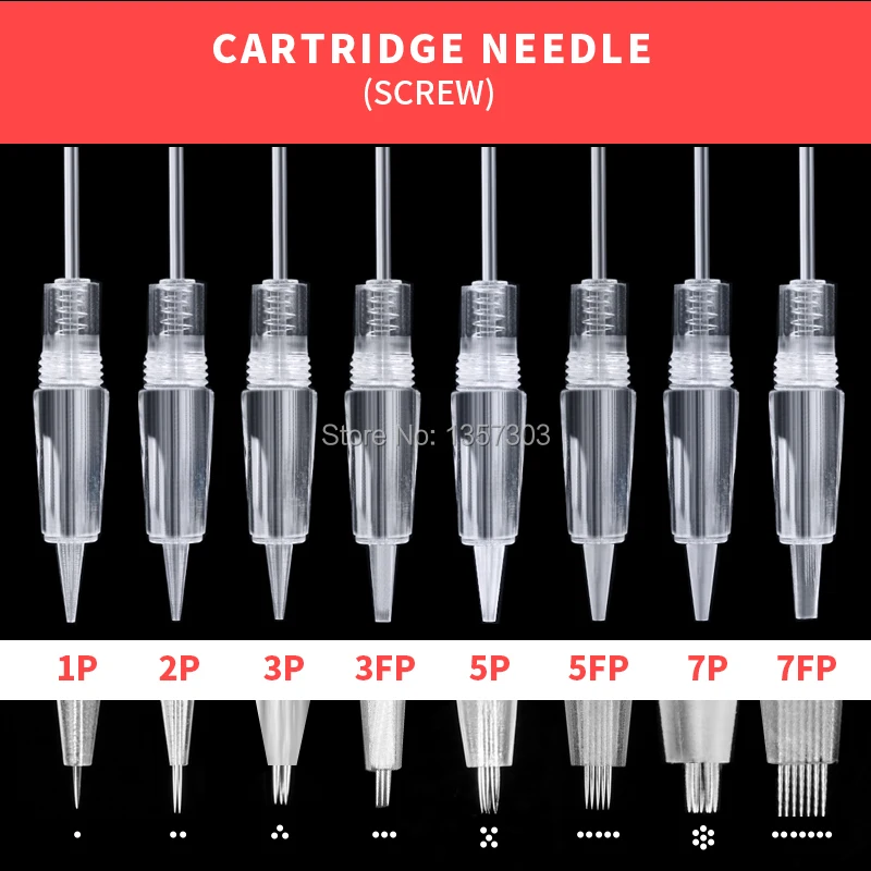 30 stks/partij Wegwerp Schroef Tattoo Naalden Cartridge Voor Premium Charmant Permanente Tattoo Machine Gun Met 1D 3 P 5 P 5FP 7FP