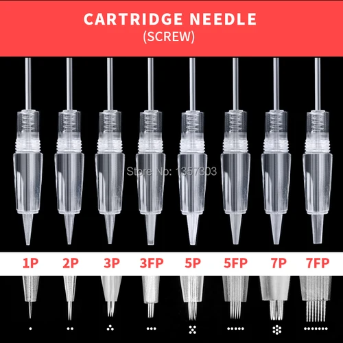Imagen 2 del producto Cartucho de agujas de tatuaje de tornillo desechables, Cartucho para máquina de tatuaje permanente Charmant Premium con 1D 3P 5P 5FP 7FP, 30 unids/lote