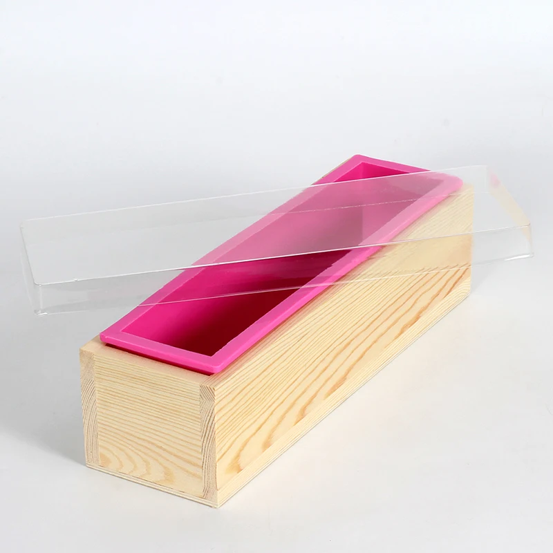 Nicole Silicone Soap Mold Rectangular Wooden Box with Flexible Silicone Liner for DIY Handmade Loaf Mould