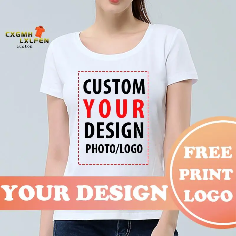 Design Your Own Custom T-shirt !00% Cotton White Men Women Tops Tees Add Print Personalized Photo Logo Family Breathable Tshirt