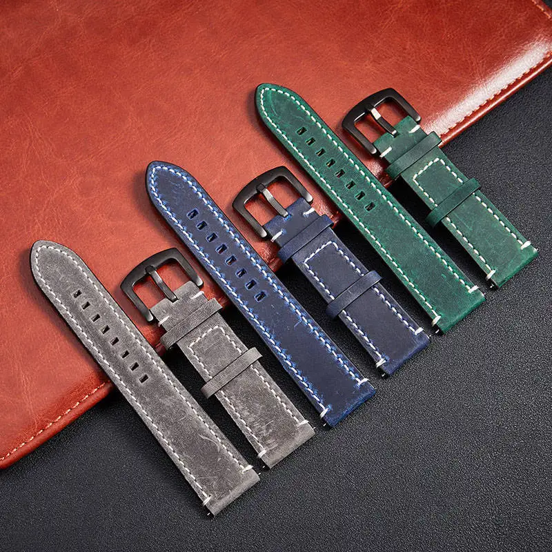 Handmade Vintage Genuine Leather Watchband Quick Release Watch Straps 18mm 20mm 22mm 24mm Replace Bracelet Men Watch Band