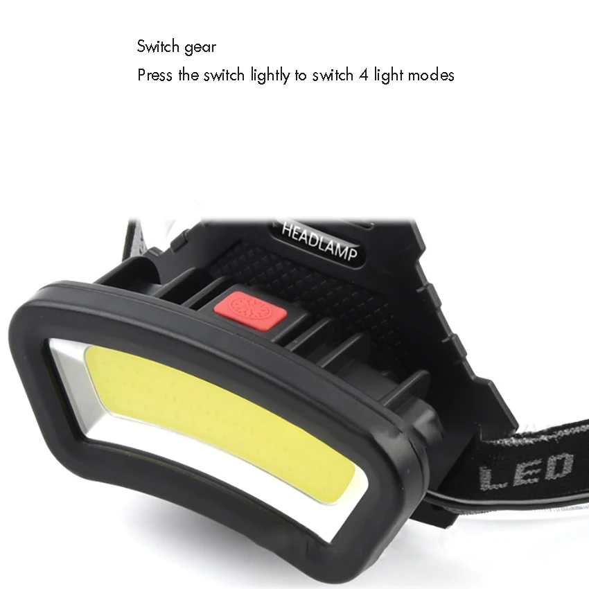 COB Headlamp Flashlights, USB Rechargeable Head Lamps, Red Lights, 4 Modes, Lightweight for Camping, Cycling, Hunting