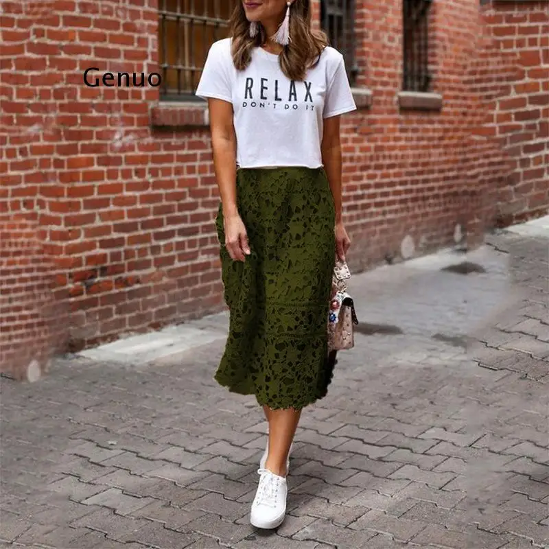 

Women Skirt Summer Lace Elegant Office Skirts Womens Pencil Bandage Skirt for Women Skirts Knee-Length High Waist