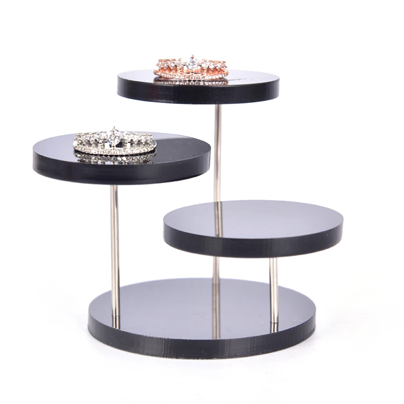 

3 Layers Round Acrylic Jewelry Display Stand Necklace Earring Ring Organizer Show Rack Stand Counter Display