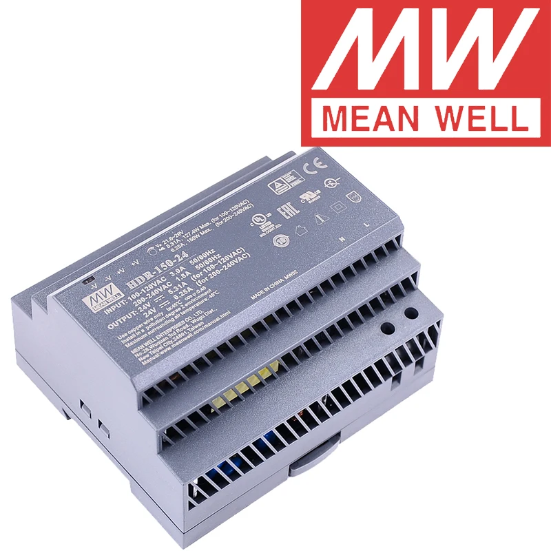

Оригинал Mean Well HDR-150-24 meanwell 24 В DC 6.25A 150 Вт ультра тонкий ступенчатая форма DIN-рейка
