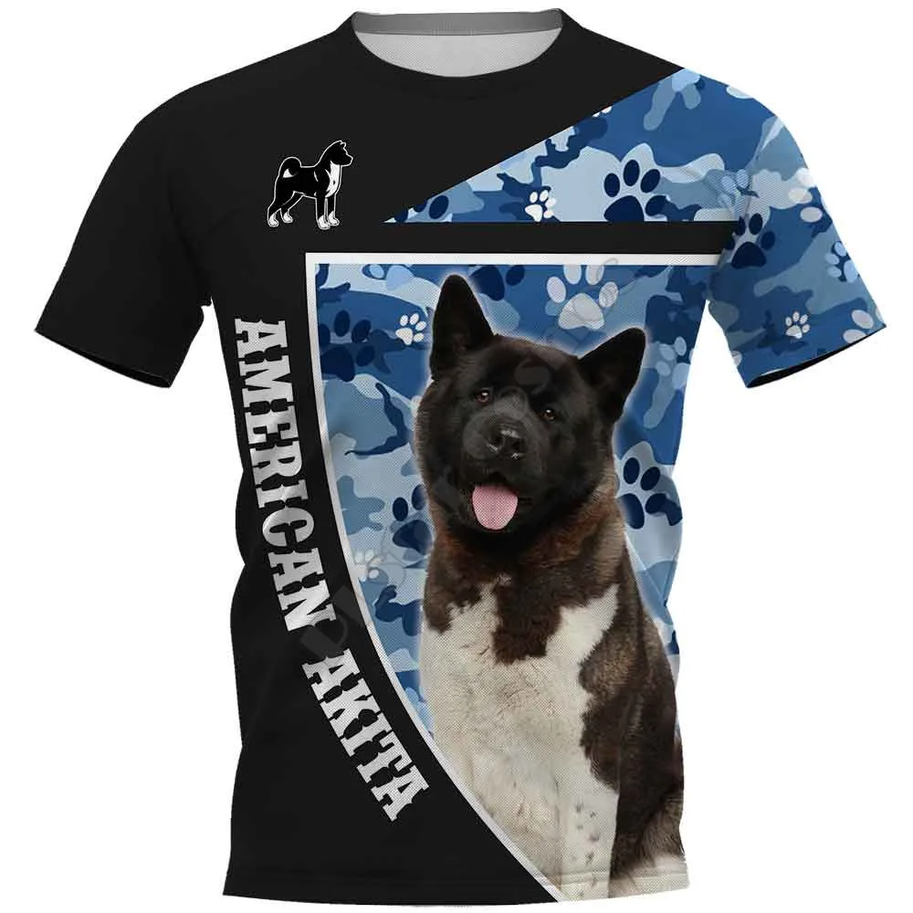 American Akita 3D Printed t shirts women for men Summer Casual Tees Short Sleeve T-shirts Funny Animals Short Sleeve 02