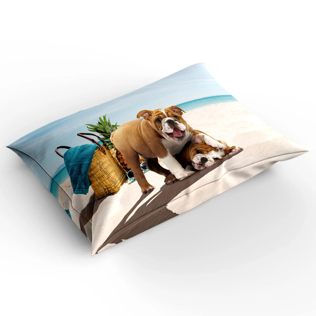 Beach Sand Pineapple Animal Cute French Bulldog Play Duvet Cover Set Bed Sheet Pillowcase Bedroom Comforter Bedding Sets