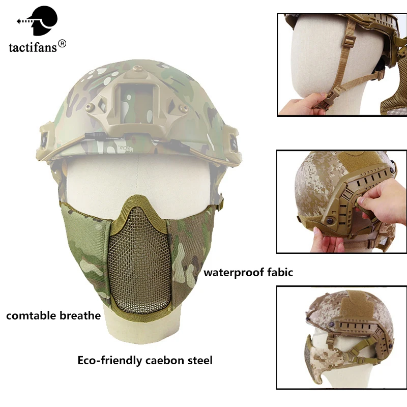 

Tactical Mask Half Face Helmet Face Metal Mesh Mask Version Metal Protective ARC Rails For Paintball Party Mask CS Airsoft Game