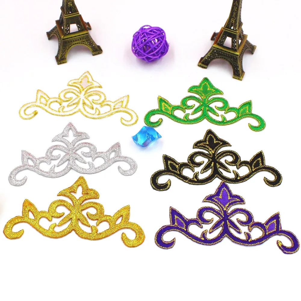 5 sztuk złotych haftowanych koronkowych aplikacji do naprasowania na naszywki Cosplay 9,5 cm * 6,8 cm — zdjęcie 2