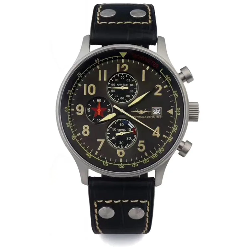 Pilot Waterproof Quartz Military Watch 43mm with Calendar Stainless Steel Watch  Men Watches 2020 Luxury  Groomsmen Gifts