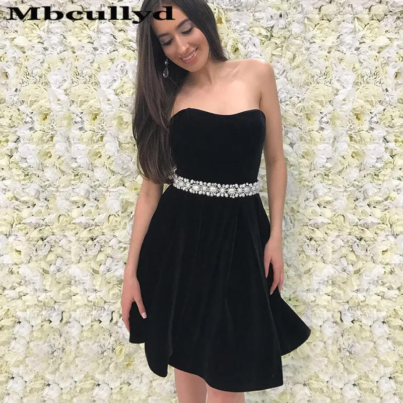 

Mbcullyd Black Velvet Prom Dresses 2023 With Stunning Crystal Short Cocktail Party Gowns Customize vestidos de fiesta de noche