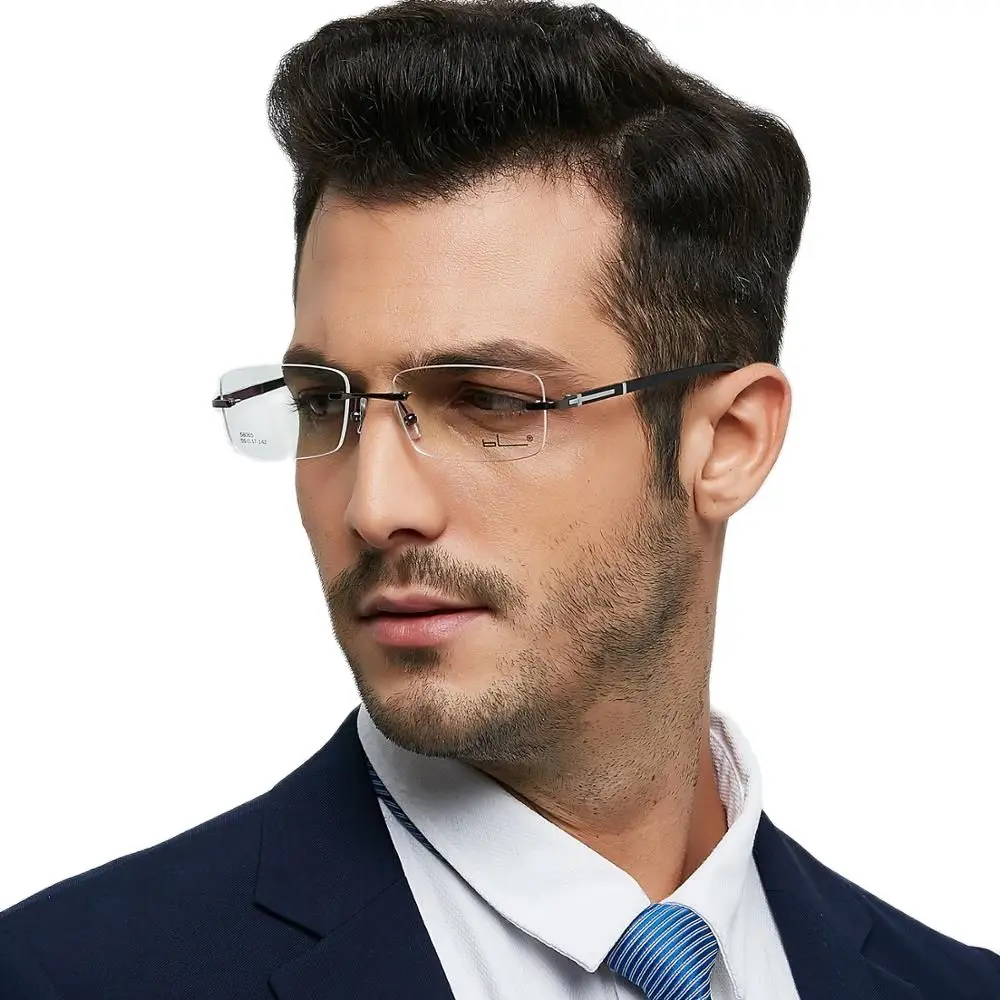 

Men Rimless Glasses Metal TR90 Eyewear Male Clear Glasses Oculos De Grau Myopia Optical Oculos Gafas Opticas Frame