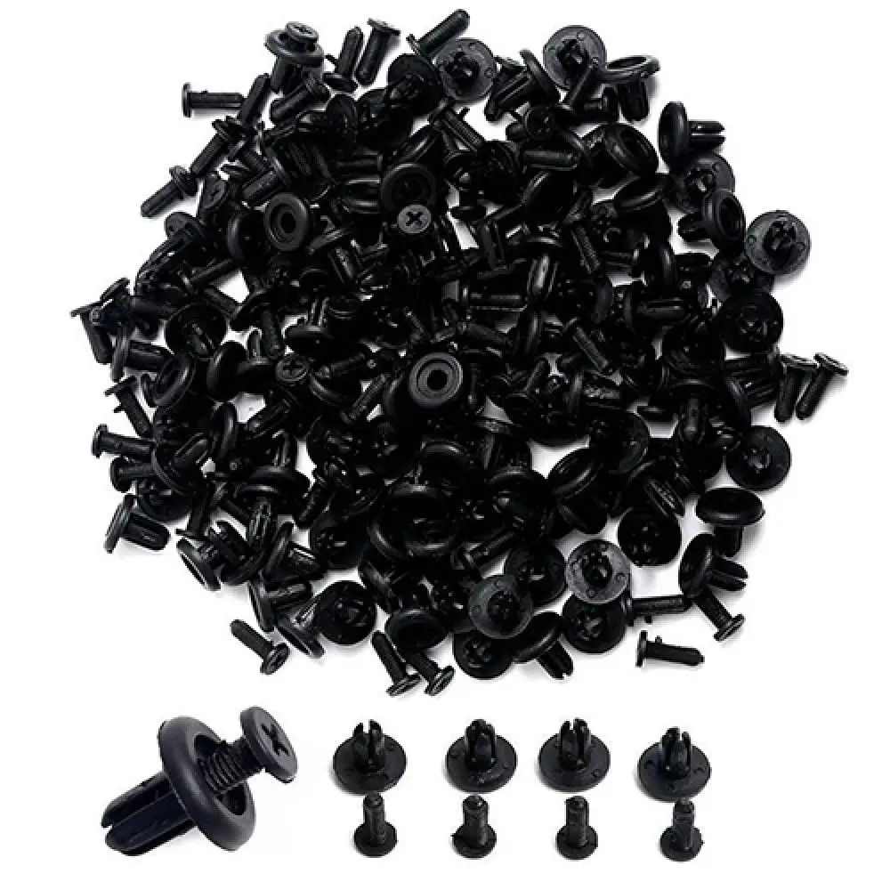 100Pcs Car Plastic Rivets Auto Fastener Clip Hollow Rivets Hole Fastener Fender Bumper Push Pin Clip Car Body Push Retainer Pin