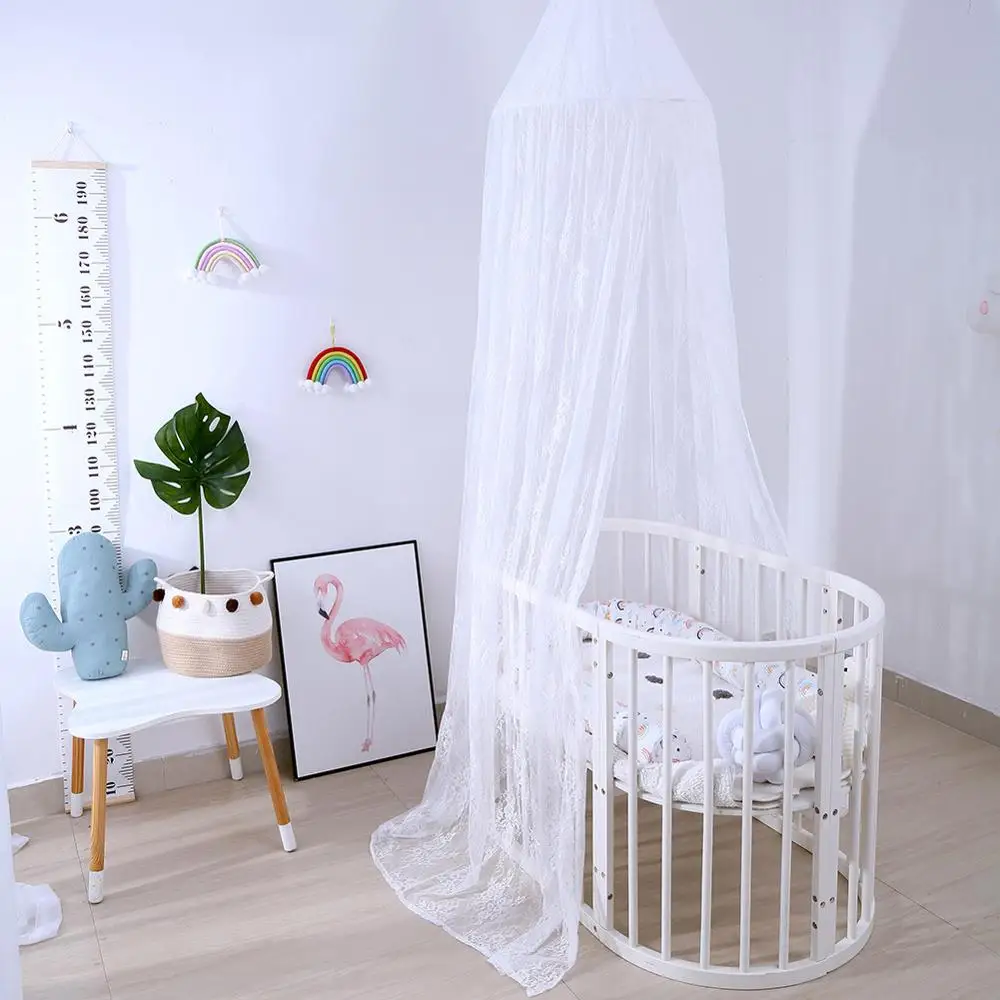 Elegant Lace Baby Canopy Netting Curtain Dome Mosquito Baby Crib Mosquito Nordic Nursery Room Hanging  Bed Canopy for Kids