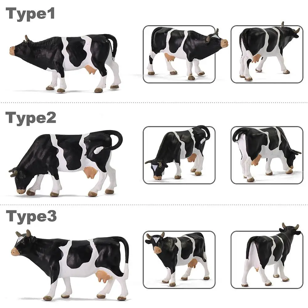 

12pcs/24pcs Well Painted 1:43 Scale PVC Model Cows Black and White O Scale Animals Desktop Decor Mini Railway Scenery AN4301