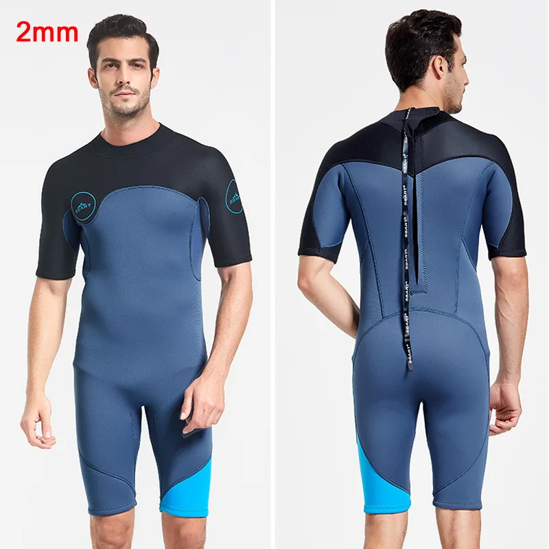 Tute da sub per uomo, mute corte, surf e nuoto, manica corta, Zip posteriore, costume intero per tenere al caldo, 2mm