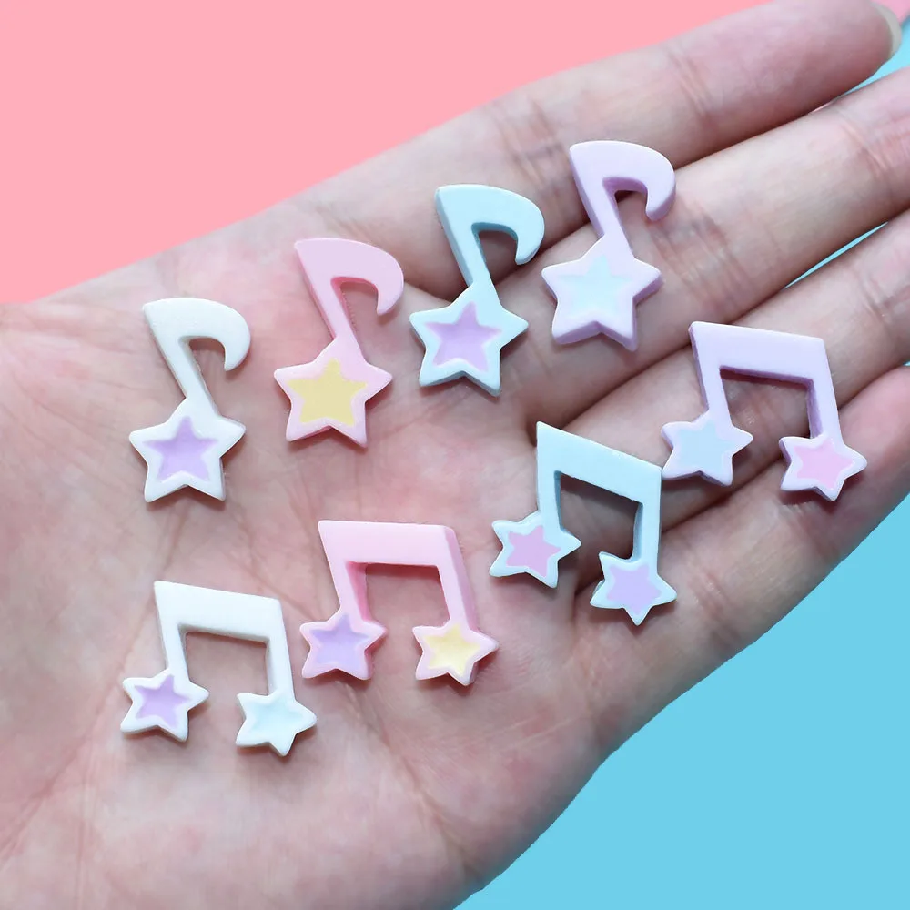 20Pcs Mini Cute Music Note FlatBack Resin Cabochon For Hair Bow Center Scrapbooking Phone Deco DIY Jewelry Charms Accessories