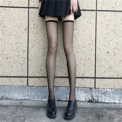 Sweet Ultra-thin Stockings Lace Spring summer Women Thigh Knee Socks for Ladies Girls over the knee black thin leg knee-high