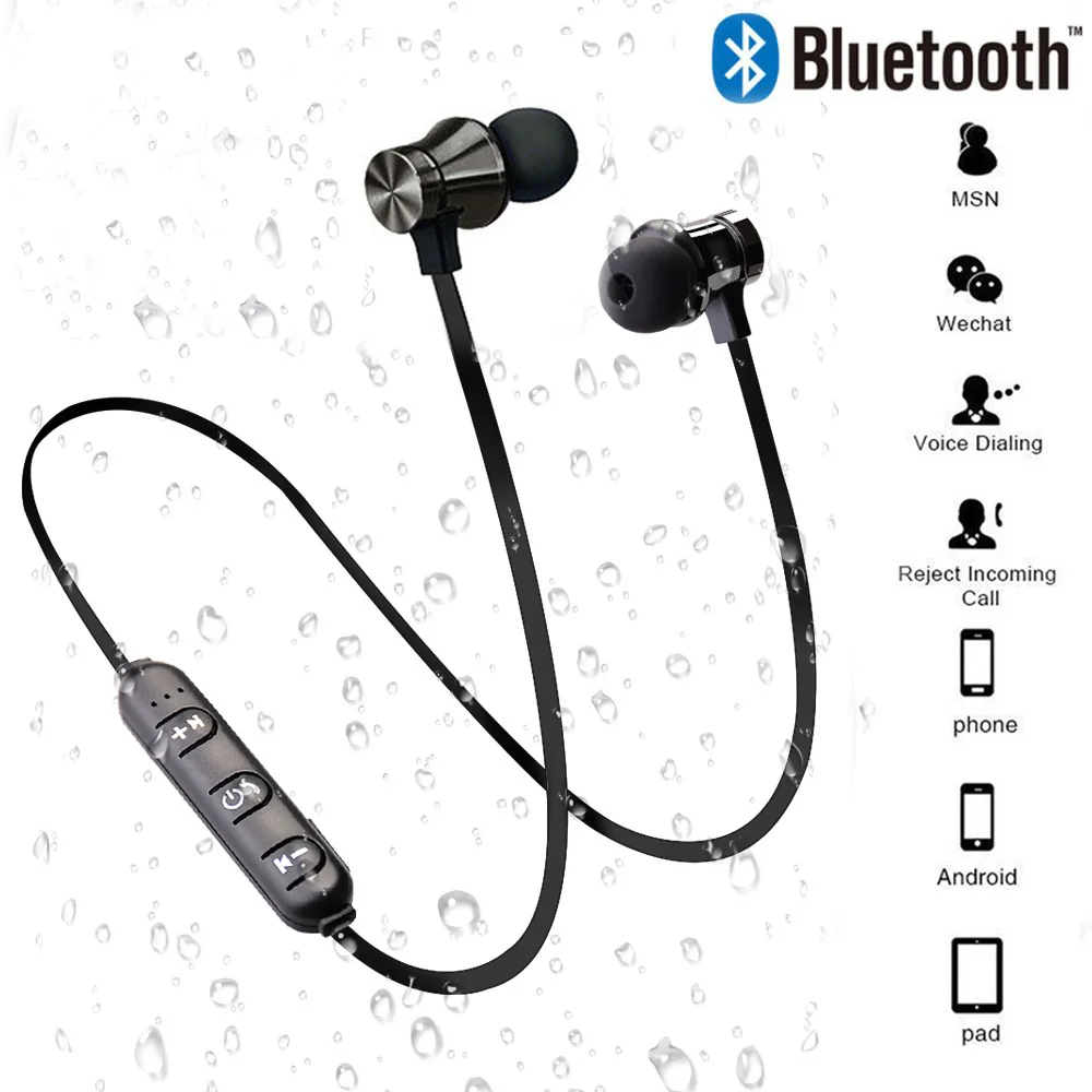 Magnetic Wireless bluetooth Earphone  In-ear Headset Phone Neckband Sport Earbuds Earphone With Mic For iPhone Samsung Huawei