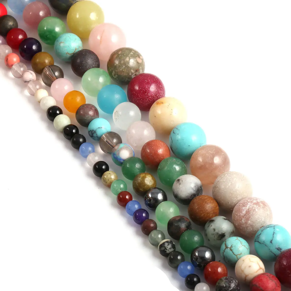 Natural Stone Beading Mixed color beads Round Loose BeadsIsolation beads  for DIY Elegant Necklace Bracelet Jewelry Making