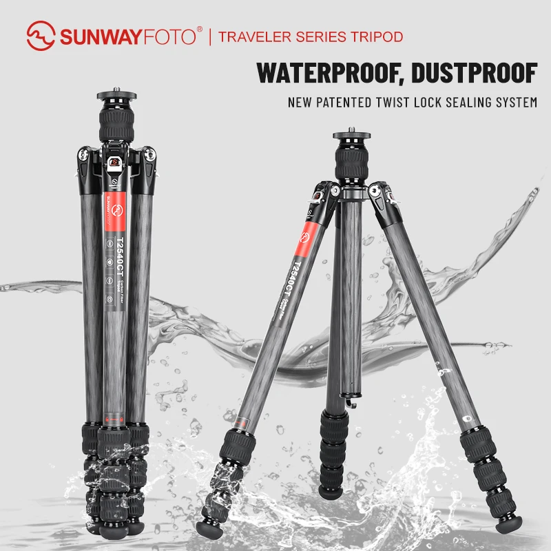 

SUNWAYFOTO T2540CT Tripod for Camera Travel Tripod, Carbon Fiber Portable, Waterproof Reverse Folding 13KG Load Capacity