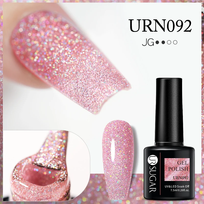 UR SUGAR 7.5ml Glitter Pink Series Gel Nail Polish Sparkly Sequins Semi Permanent Soak Off UV LED Varnish Nail Gel For Manicure