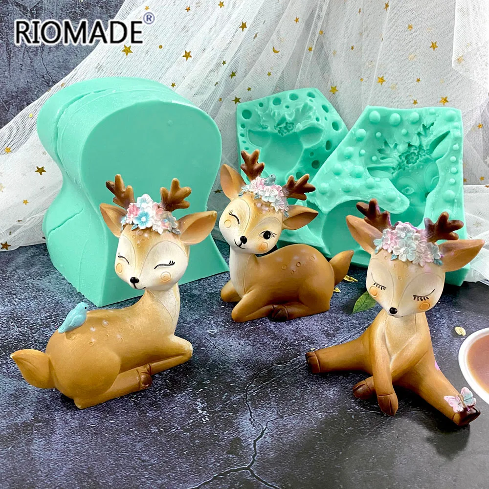 Sika Deer Silicone Mold DIY Candle Aromatherapy Plaster Resin Crafts Making Mould For Chocolate Fondant Cake Decorating Tools