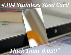 Thick 1mm SINGLE SIDE Mirror Finish Stainless Steel Blank Business Cards