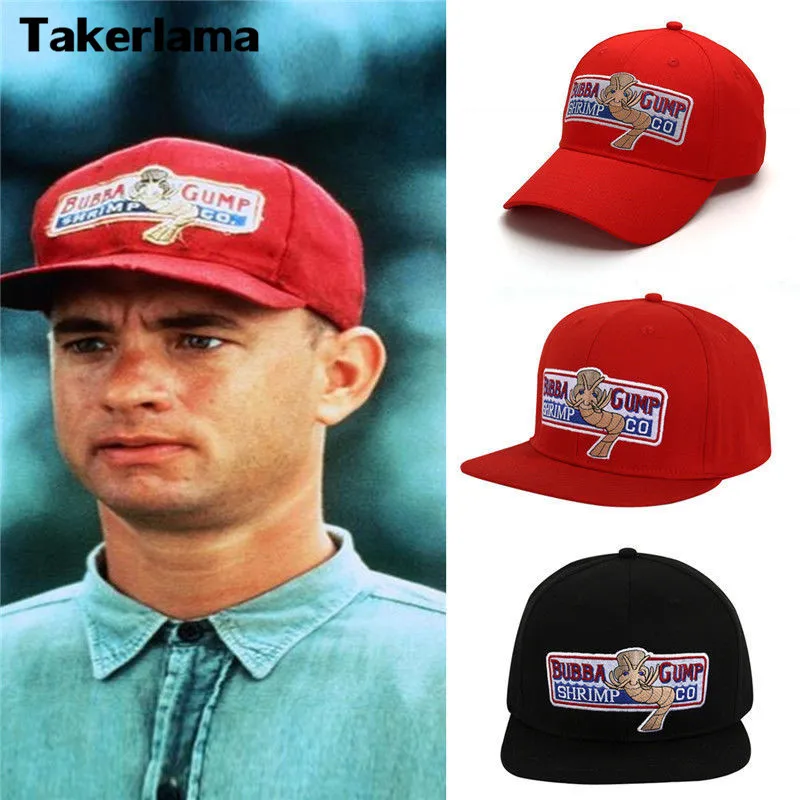 Forrest Gump Cap Costume Cosplay Embroidered Snapback Cap 1994 Bubba Gump Shrimp CO. Baseball Hat Unisex Summer Caps