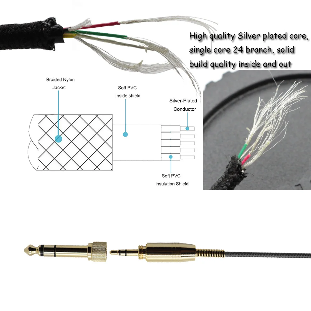 Cable de repuesto para auriculares Sennheiser HD560, HD580, HD600, HD650, HD540, HD420, Cable de Audio mejorado