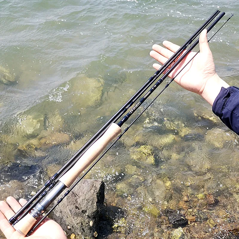 Buluzel 9 feet 5/6 7/8 carbon fly fishing rod 2.7m fly rod 4 sections  portable hard power flying rod black super light weight - AliExpress 18