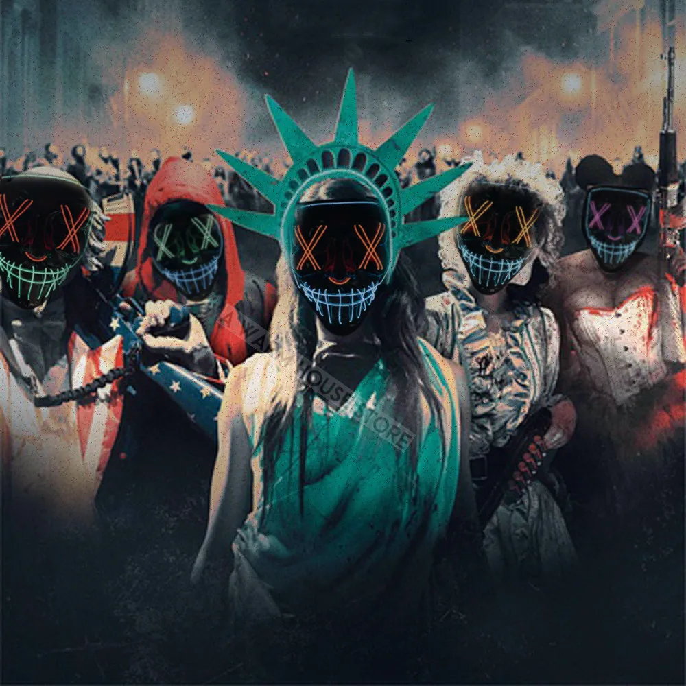 قناع هالوين LED ، قناع نيون ، يضيء في الظلام ، قناع رعب ، قناع كرنفال مخيف