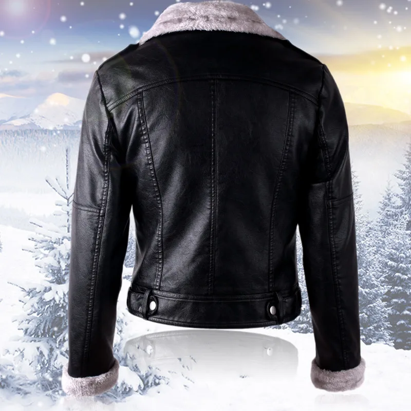 Women Warm Leather Jacket Plush Faux Shearing Moto Tops Thick Lined Parka Ladies Short Winter Coat Slim Pu Locomotive Black 2020